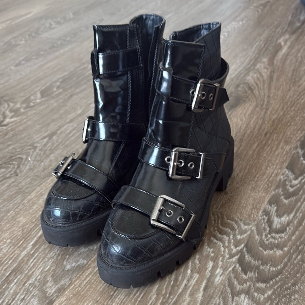 Black Buckle Ankle Boots